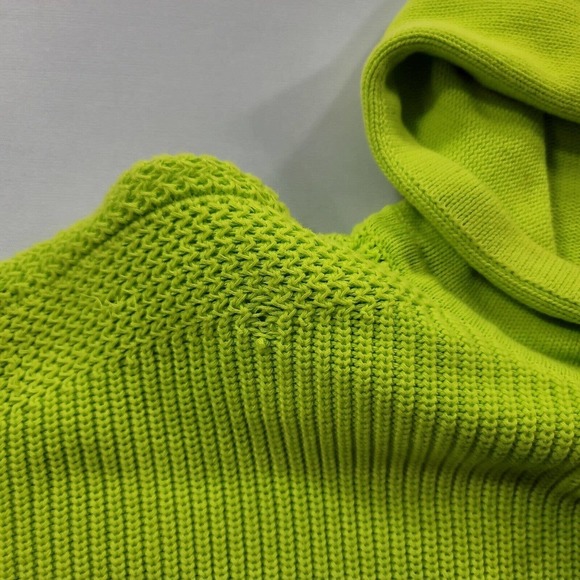 Lauren Ralph Lauren Knit Hoodie Sweater Womens Medium Lime Green Work Chore - Picture 10 of 13